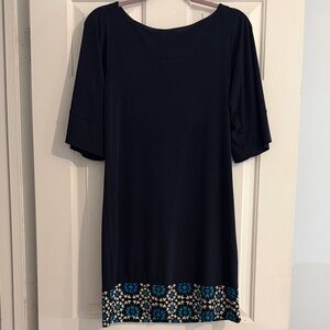 Banana Republic Navy Blue Shift with Floral Detail